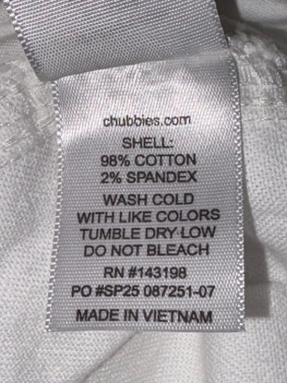NWT CHUBBIES Chino Shorts Size XXL White Pride